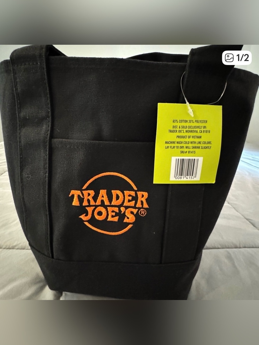 BLACK Trader Joe’s Mini Tote  NWT